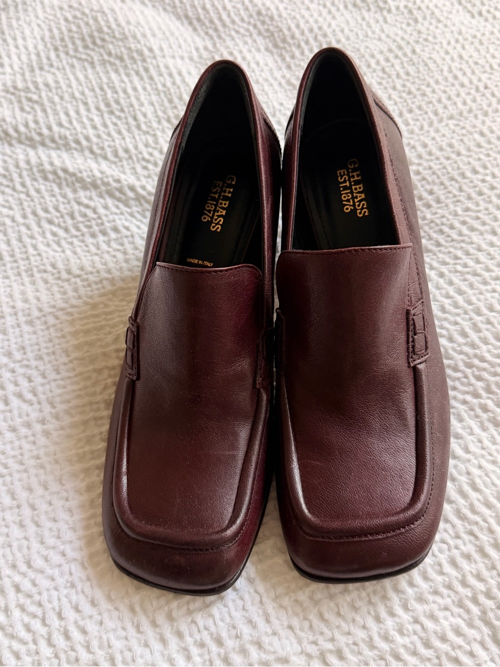 G.H. Bass & Co. Women's Maroon Italian Leather Slip-On Heels